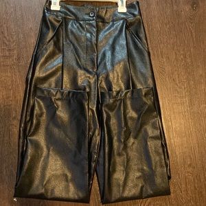 Straight leg Shein black leather pants